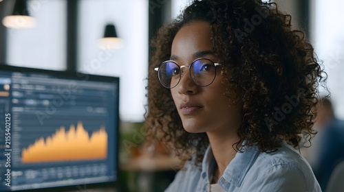 Focused young African American growth hacker analyzing AB test data in modern tech office