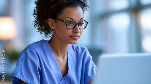 Focused Female Medical Billing Specialist Reviewing Insurance Claims