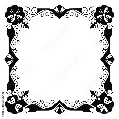 Ornate decorative frame design elements floral motifs