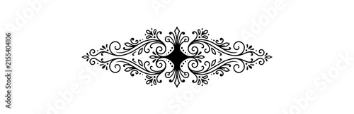 Ornate decorative flourish element black and white