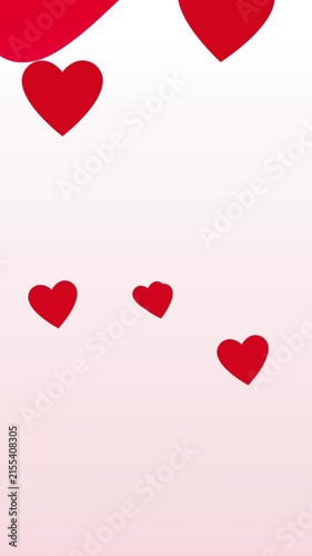 Animation of red hearts icons floating on white background