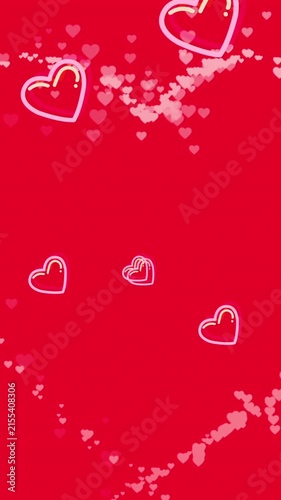 Animation of red hearts icons floating on red background