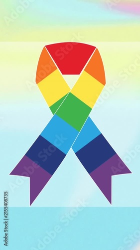 Animation of rainbow ribbon over colorful background
