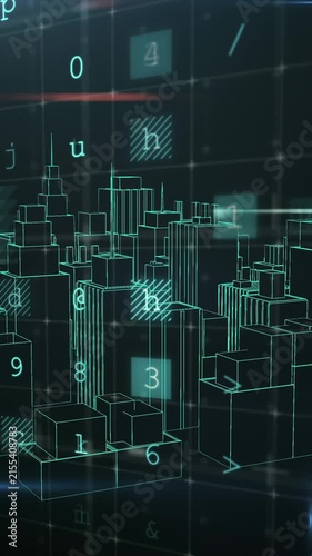 Virtual buildings in a city and online security terms