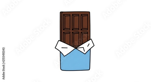 Fotografie Dark Chocolate Bar in Blue Wrapper Illustration
