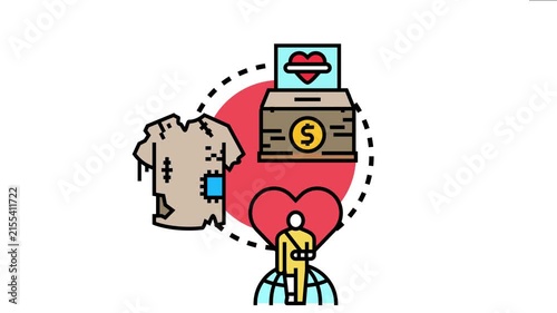 Illustration depicting aid, donations, and charity, supporting humanitarian causes, global assistance, and contributing to social welfare and poverty alleviation through various forms of giving