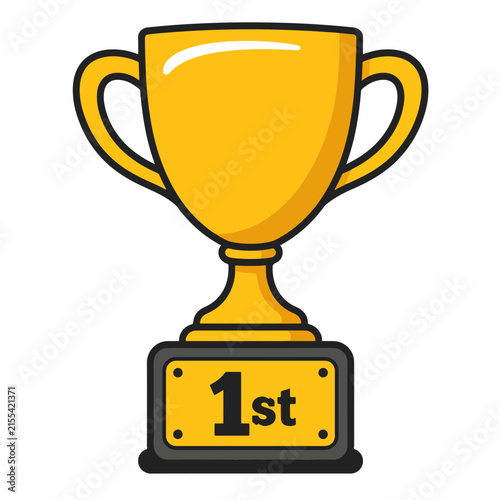 Foto Gold trophy cup first place award vector illustration, Winner championship troph