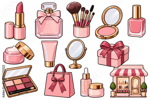Perfume and Beauty Boutique Color Icon Set