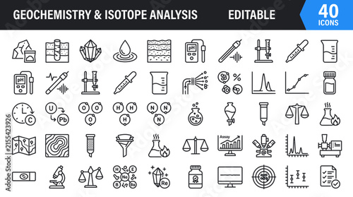 Canvastavla Geochemistry and Isotope Analysis Icons Set
