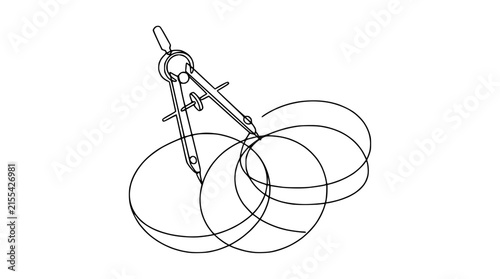 Drafting Compass Drawing Circles on Transparent Background