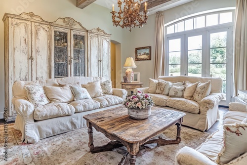  Emphasize distressed wood furniture, intricate 