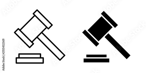 Canvas Print Law icon thin pictograms set