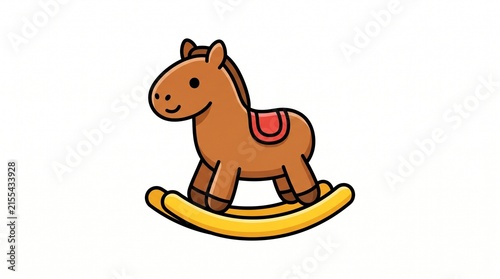 Cute Wooden Rocking Horse Toy Illustration Isolated on White Background