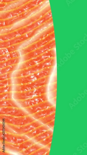 4K Premium Vertical Seamless Loop Fresh Salmon Fish Fillet Texture Close Background with Copy Space for Food Advertising