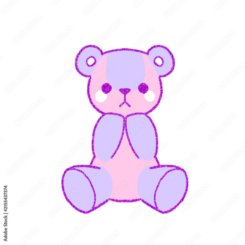 Fototapeta premium Cute pink and purple teddy bear illustration