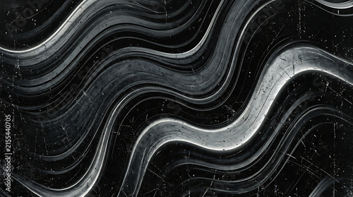 Abstract Monochrome Background Featuring Elegant Wavy Lines and Distressed Texture