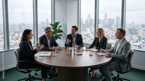 Professional Business Team Having Meeting in Modern Office Skyscraper