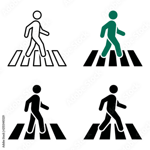 Pedestrian crossing signs icons walking