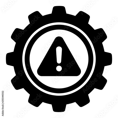 Warning sign on gear icon symbol