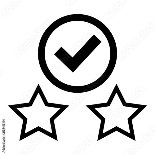 Checkmark inside a circle with two stars icon design