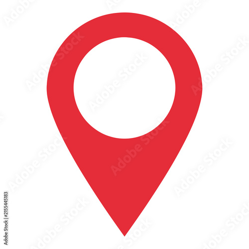 Red Map Pin Icon Isolated on a Plain White Background