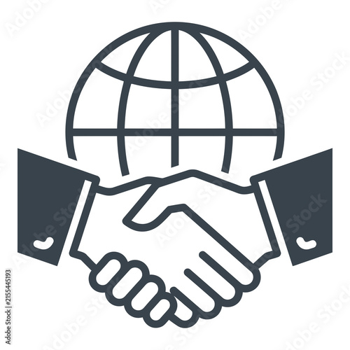 Global business partnership handshake agreement