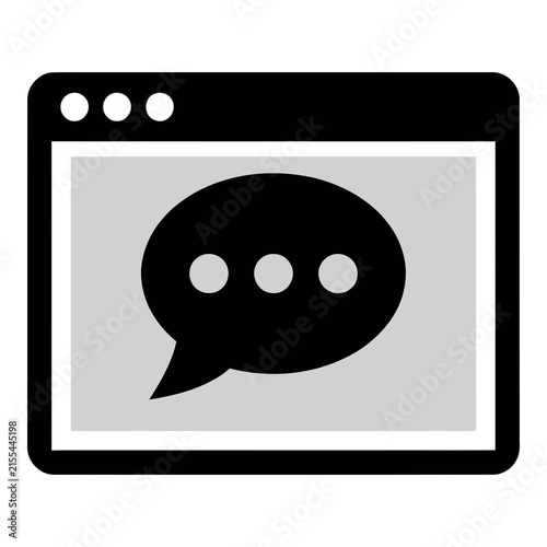 Chat window with speech bubble icon for messaging or communication online