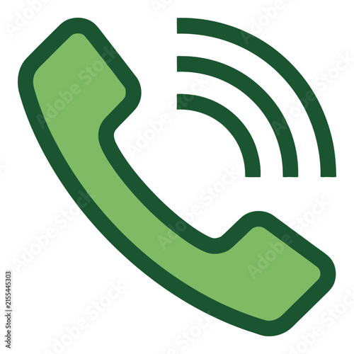 Green phone icon with signal waves on white background
