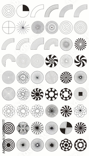 Abstract Geometric Patterns Set: Circles, Arcs, Radial & Linear Designs