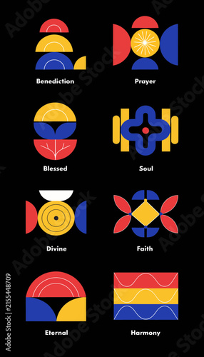 Abstract Geometric Religious Symbols Set Isolated Transparent Background