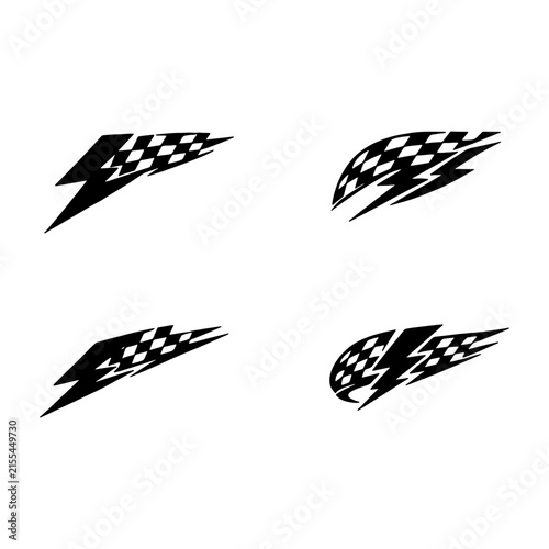 Dynamic Racing Checkered Flags with Lightning Bolts