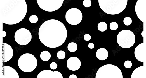 Bold Black and White Seamless Polka Dot Pattern with Oversized Mixed Circles Vector Design