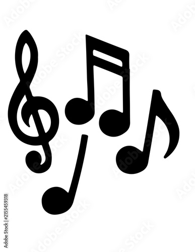 Foto Black music notes vector illustration, treble clef and musical symbols silhouett