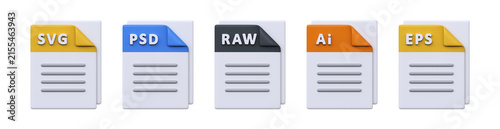 Plakat 3D Graphic Design File Format Icons Set