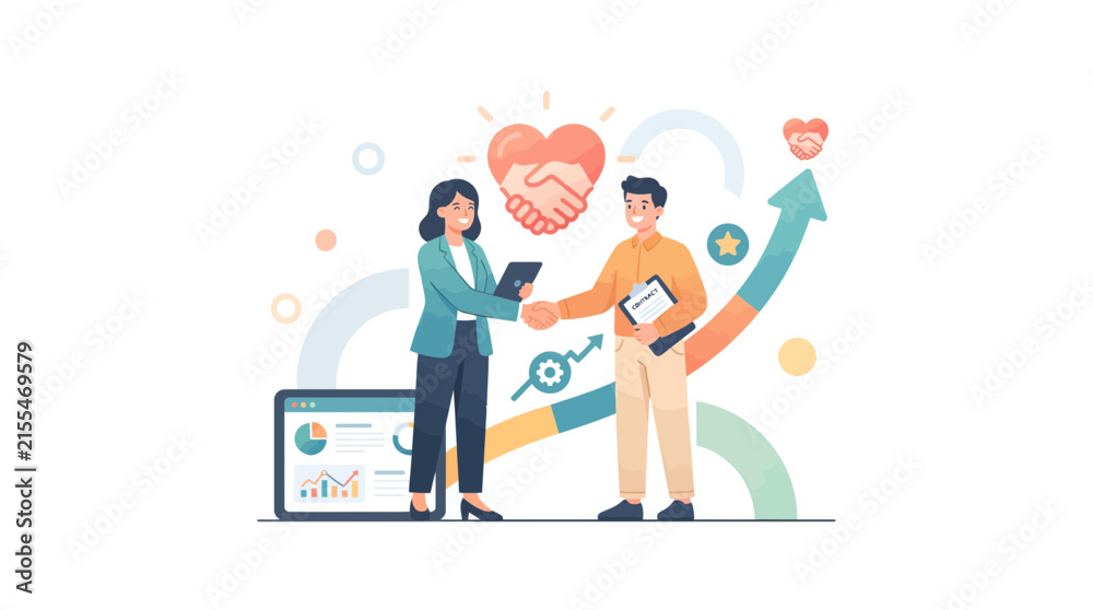Fototapeta premium Successful Partnership and Business Agreement Concept with Professional People Handshake and Growth
