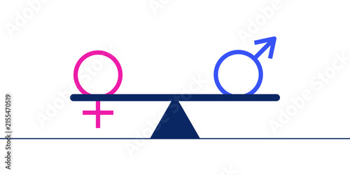 Gender Equality Symbol with Balanced Male and Female Symbols, Equal Rights Concept. Representing gender equality, equal rights, fairness, inclusion, and social justice