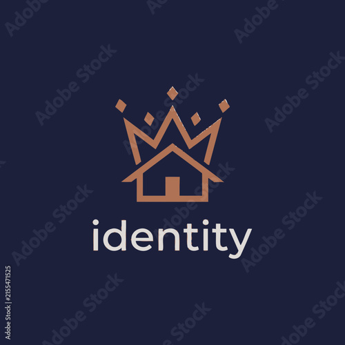 Luxury real estate logo featuring house with crown.