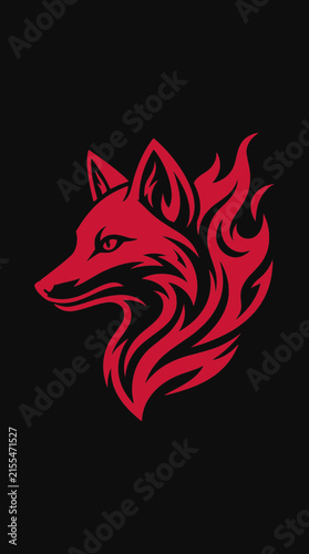 Flaming fox mascot head logo design.