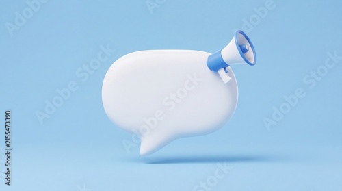 3D Speech Bubble with Megaphone for Marketing Announcement