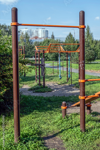 A fragment of an empty gym playground on a summer day