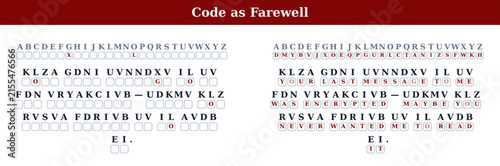 Code translation chart showing characters and phrases  