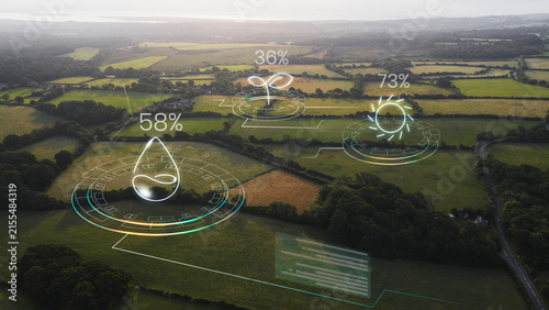 Smart Agriculture Field with Digital Data Visualization and Precision Farming Technology