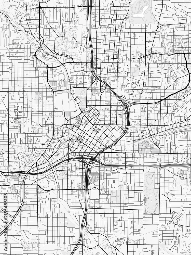 Fototapeta premium Atlanta City Map. Minimalist black and white line art poster for printing, wallpaper, wall art, and map resources for home and office decor
