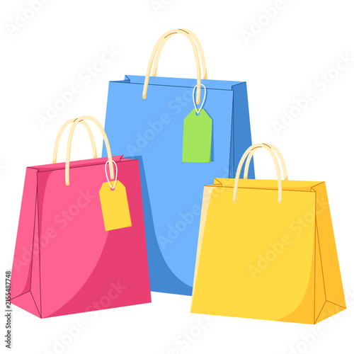 Фотография colorful shopping bags with sale tag, shopping sale bags, sale day, pay day, bra