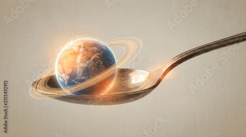 Obraz na płótnie Spoon Planet Balance Surreal Art 