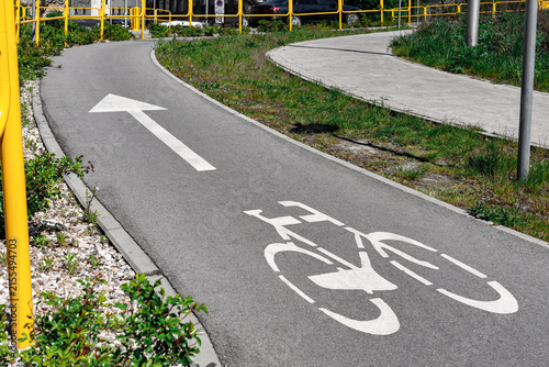 Urban Bike Lane with Painted Direction Arrows