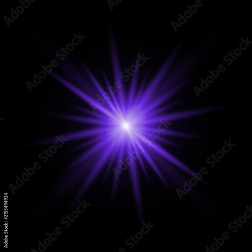 Konstfotografi A vibrant glowing purple lens flare effect radiating outwards against a dark bla