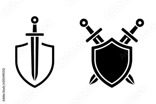 Sword and shield security protection guard icon vector
