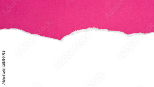 Pink paper ripped diagonally exposing white space