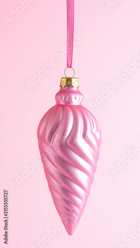 Pink Teardrop Christmas Ornament with Ribbon